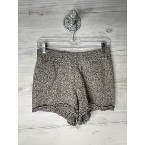 Sézane Shorts Womens Medium Beige Knit Sweat Lounge Ruffle Hem 100% Cotton